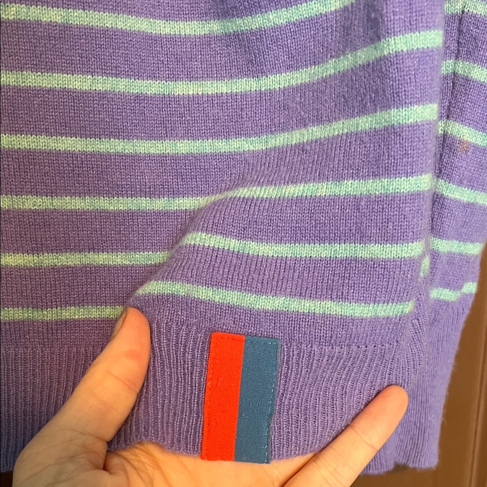 Kule Purple Aqua Striped Cashmere Sweater M RARE HTF - Picture 2 of 5
